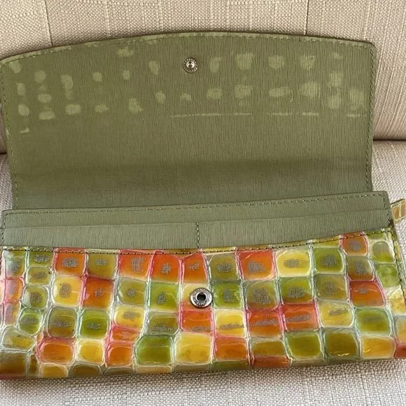 Cocco Fiore Women Clutch Wallet Multi Color Patent Leather Card Holder Purse - Picture 8 of 12